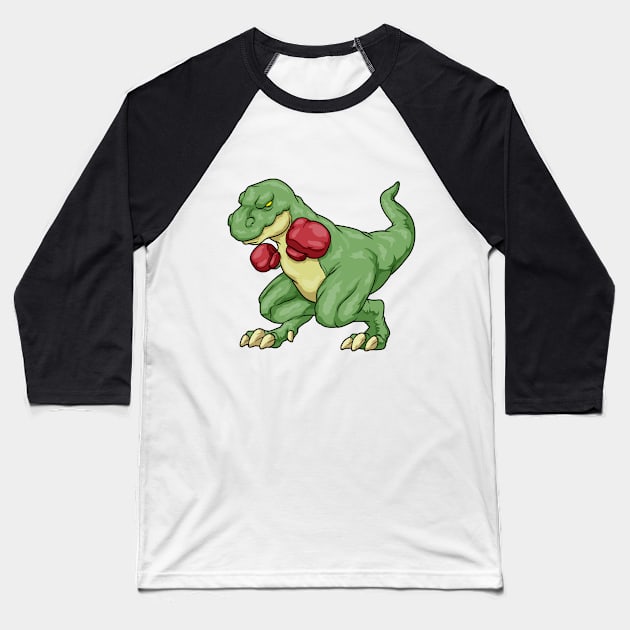 Funny dinosaur as a boxer Baseball T-Shirt by Markus Schnabel